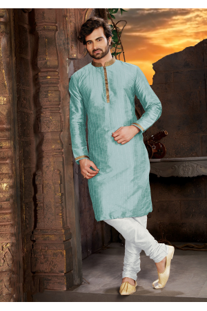 Green Color Silk Fabric Kurta 